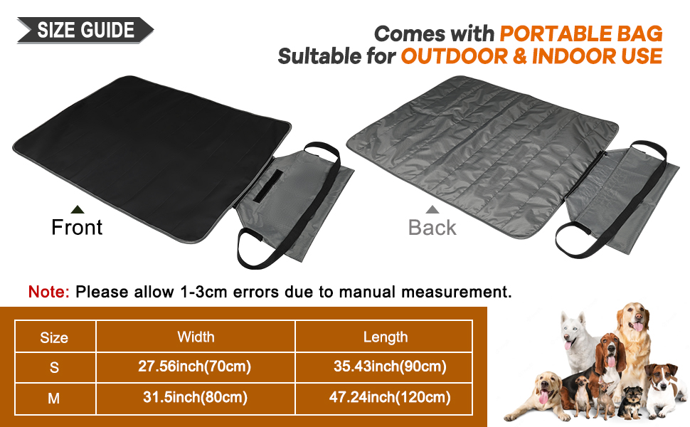 Килимок для собак та котів на вулицю та в будинок YFbrite, водонепроникний, з штучної шкіри, для кемпінгу (S)