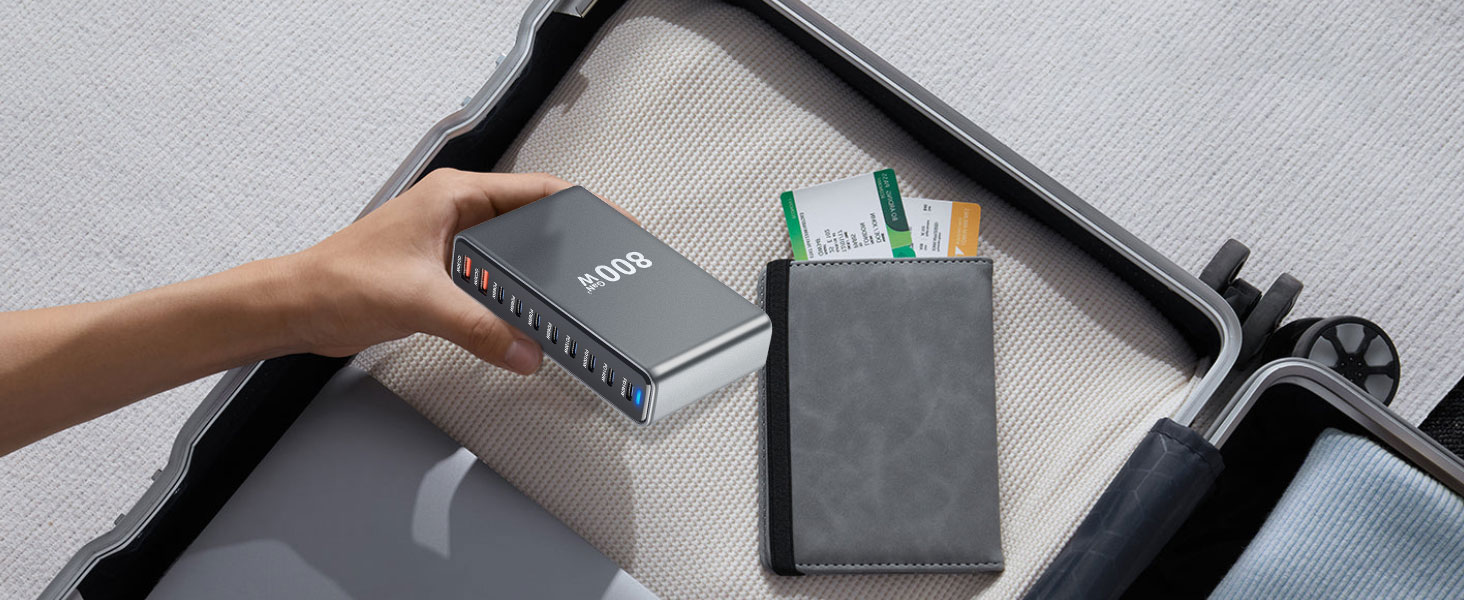 Зарядний пристрій GaN III 140W/100W USB-C 10-в-1, PD QC20W для MacBook, iPad, iPhone, HP, Samsung Galaxy та інших пристроїв