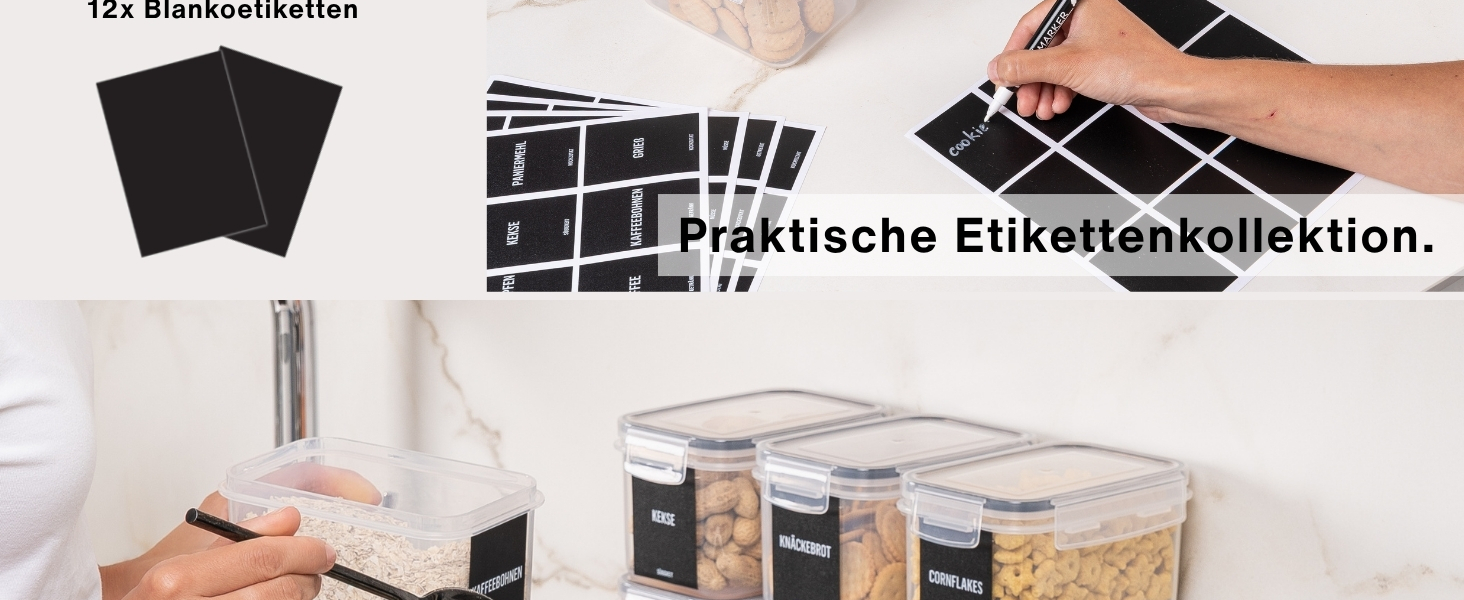 Набір контейнерів для зберігання Deco haus® 24 шт. з кришкою, герметичні - для кухні, паста, мюслі, борошно