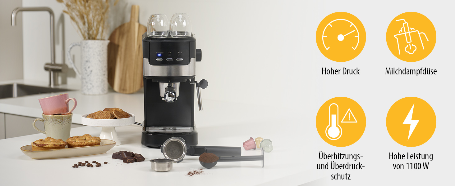 Еспресо-машина Tristar CM-2278: 2 чашки, Nespresso, кава, 20 bar, підігрів чашок