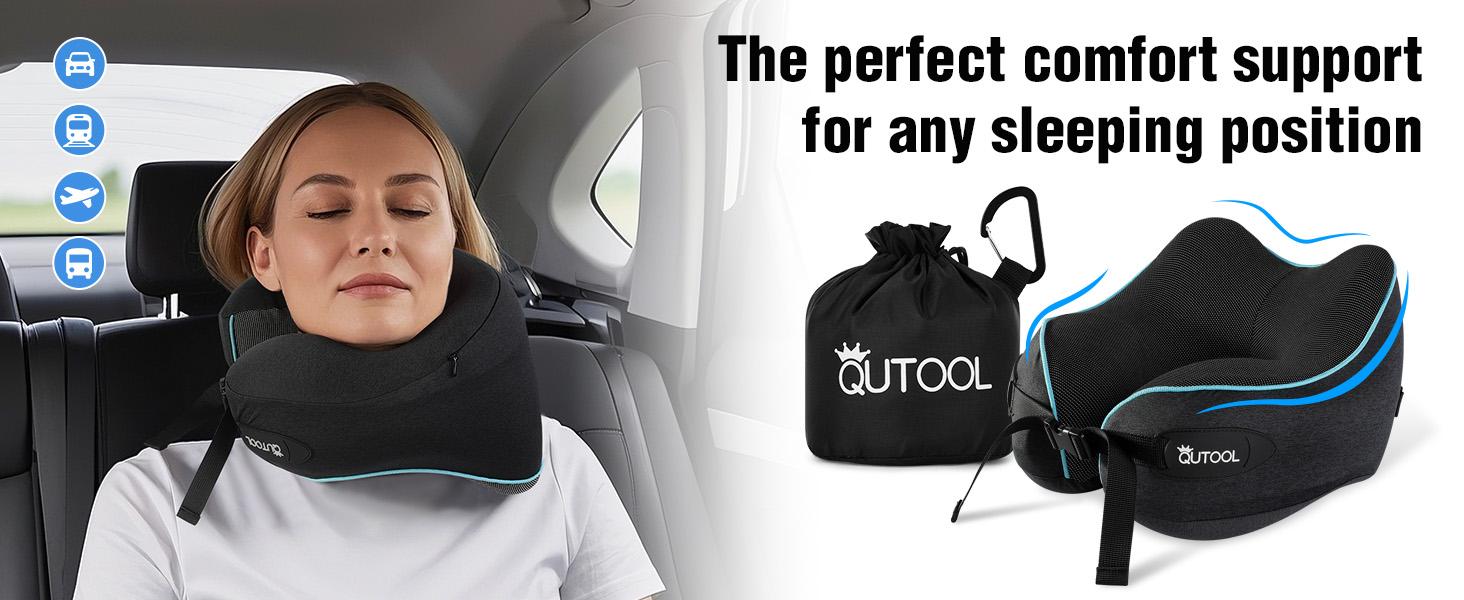 Подушка для шиї у літак Memory Foam з регульованими ремінцями, дихаючим чохлом, у вигляді «вушка» для літака, авто, поїзда. У комплекті сумка з гачком для зручного транспортування. Стандартна, для дорослих