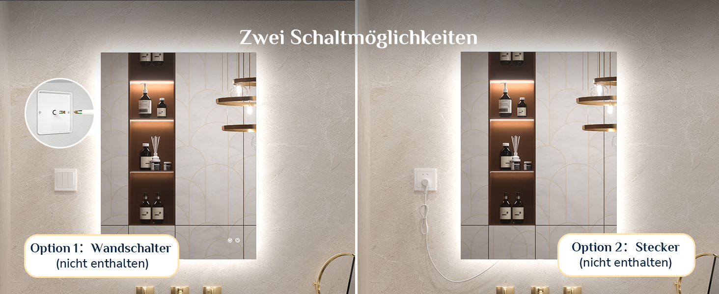 Дзеркало для ванної кімнати Keonjinn з підсвічуванням 60 см, антизапарюючий, з сенсорним вимикачем, пам'ять, 3 кольори світла, регульована яскравість, LED, без рами, прямокутне (90x90 см)