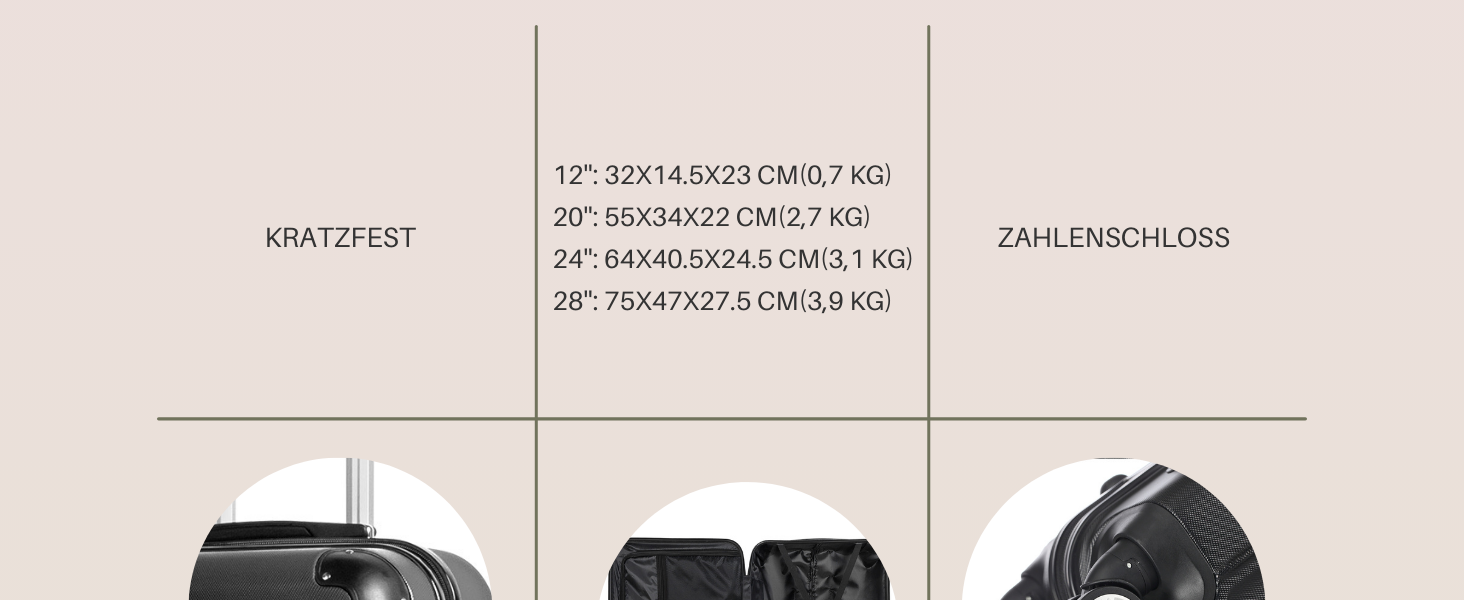 Набір валіз LALAHO 3/4: Чотири валізи з ABS-пластику, косметичка, ручна поклажа, захист кутів (Рожеве золото-3)