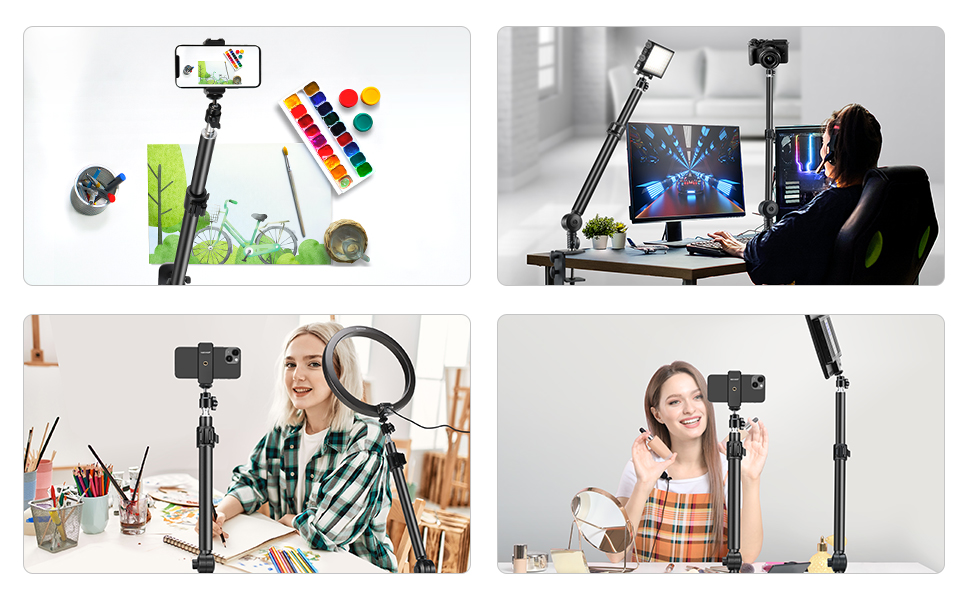 Тримач для камери NEEWER TL283 (ST-DR3560) - штатив для столу, мікрофонний важіль, підставка для DSLR, веб-камери, телефону, кільцеве світло