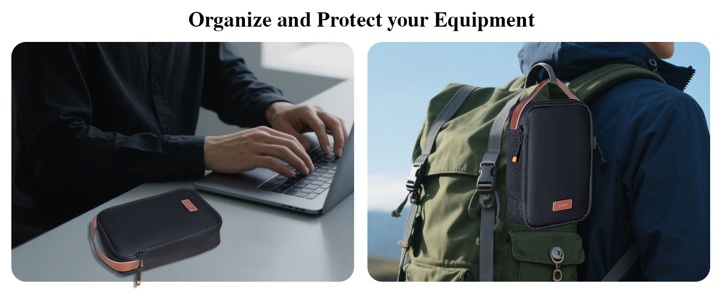 Органайзер для кабелів WIWU з ручкою, велика місткість, чорний. Для аксесуарів, техніки, зарядних пристроїв, повербанків, жорстких дисків. Регульовані перегородки, портативний, для подорожей, офісу, школи.