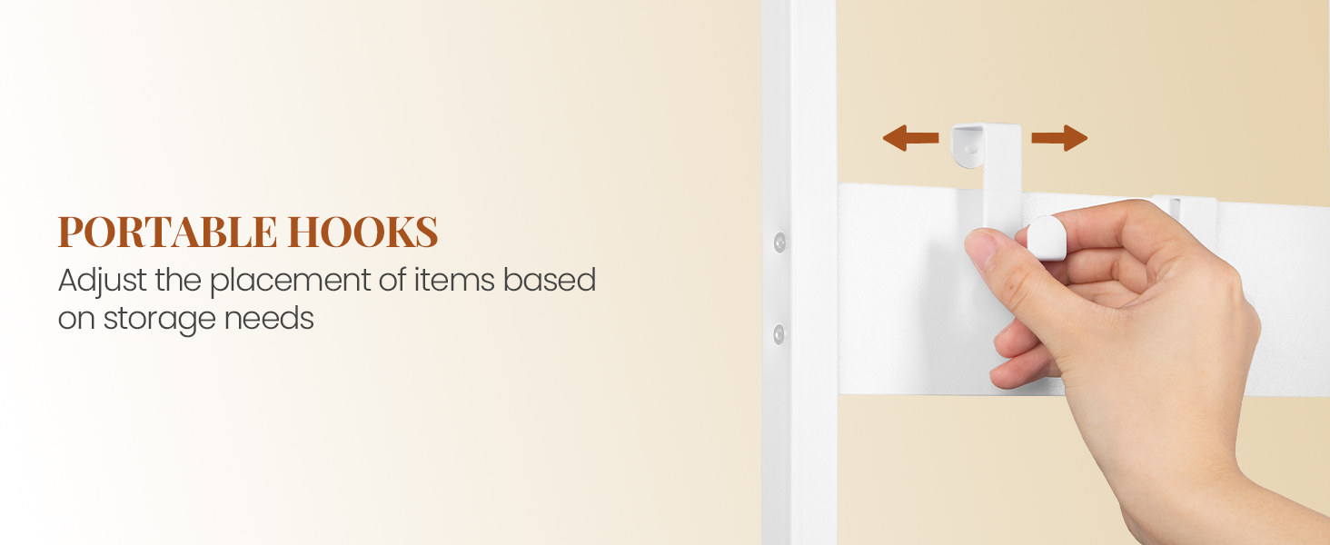 Настінна вішалка для одягу з 4 полицями та 13 гачками, 30 x 40 x 186 см, біла