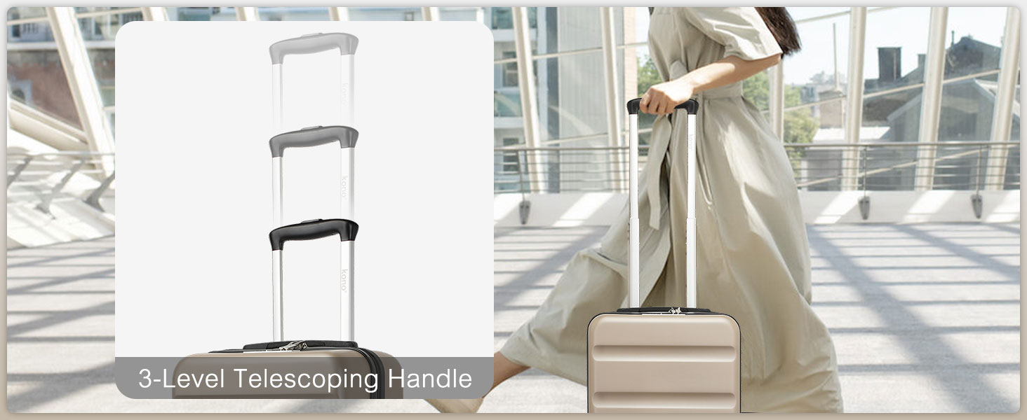 Набір валіз KONO 3 в 1: M, L, XL, розширюваний, з TSA-замком, з ABS+PC, золотий