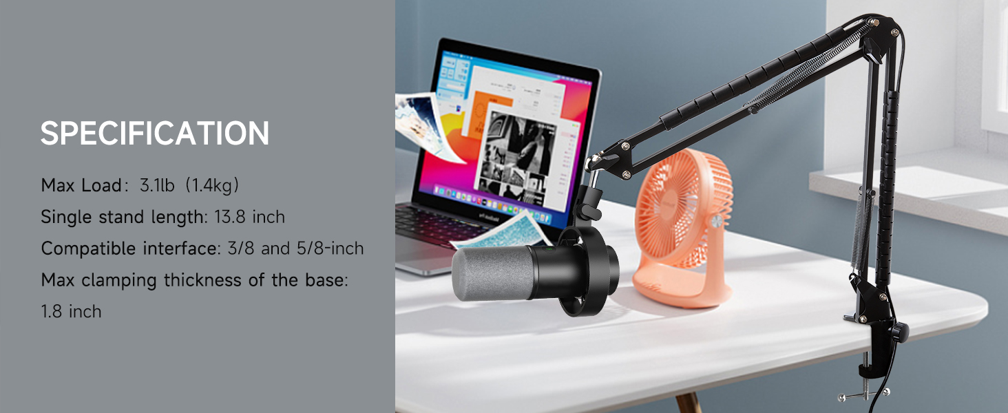 FIFINE K688 Тримач для мікрофону на гнучкій стійці - Тримач для мікрофону з кріпленням для кабелю, сумісний з FIFINE Recording XLR/USB мікрофонами, YOUSHARES K688