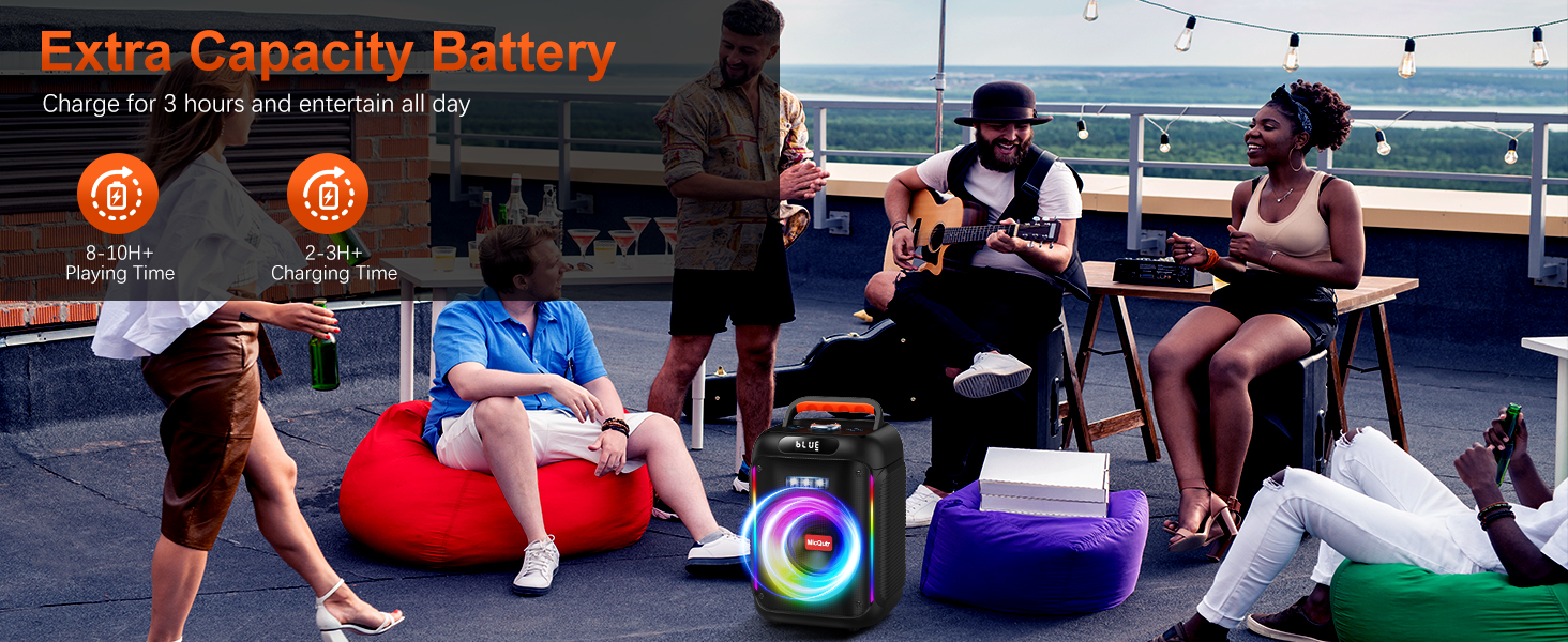 Караоке машина з 2 бездротовими мікрофонами, Bluetooth колонка з RGB-підсвіткою для дорослих/дітей, караоке апарат для дому, вечірок, PA-система, Party Box, Black-2Mic