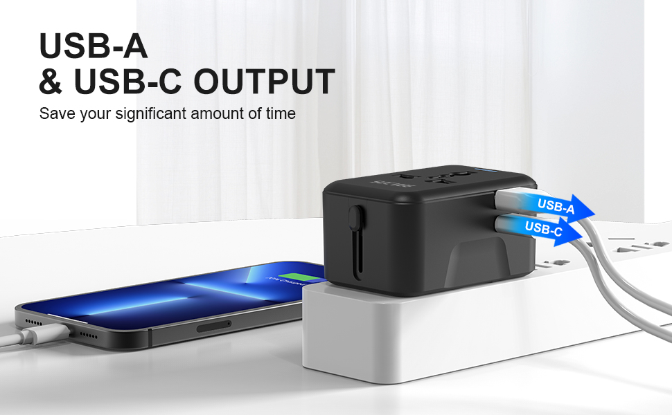 Блок зарядки USB C 40W з 4 портами, швидка зарядка PD+QC, універсальний для iPhone, Samsung, Tablet, білий/чорний (для подорожей)