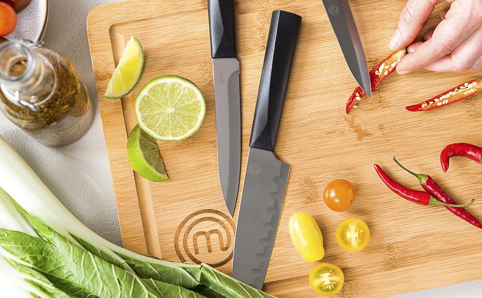 Набір дерев'яних обробних дощок MasterChef: великий (38x27.5 см), середній (34x23.5 см), маленький (23x15 см) з жолобом для соку