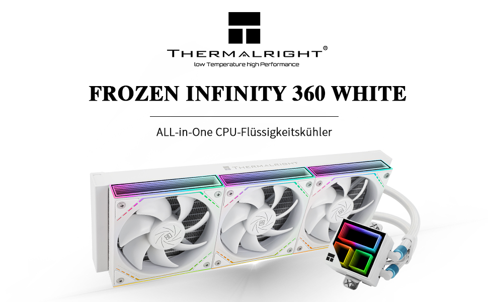 Thermalright Frozen Infinity 360 WHITE - рідинний кулер CPU з трьома вентиляторами, 2000 RPM, для AM4/AM5, Intel LGA115X/2011/1700/1851