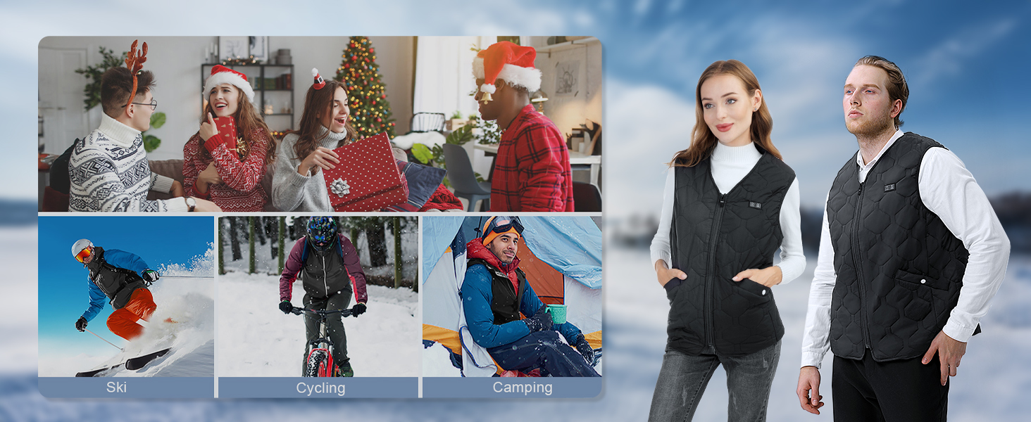 Електрична гріюча жилетка для чоловіків Rrtizan з акумулятором 10000mAh, 15 зон нагріву, 3 режими температури, чорна, XL