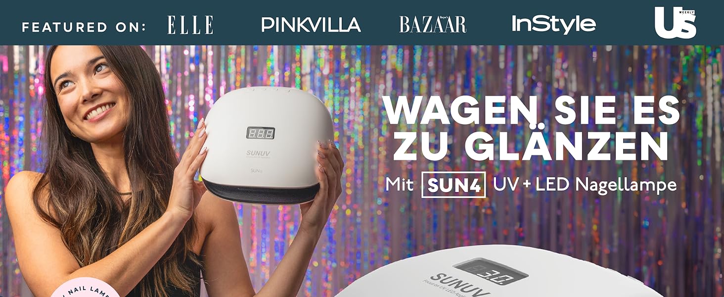 Лампа SUNUV для гель-лаку UV LED, сушарка для нігтів з 4 таймерами, LCD дисплеєм, інфрачервовим сенсором та подвійною швидкістю сушіння, колір Rose (чорний)