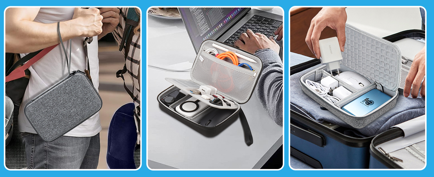 Органайзер для кабелів Teskyer, чорний, жорсткий кейс, водонепроникний, 14 x 22 x 6,5 см