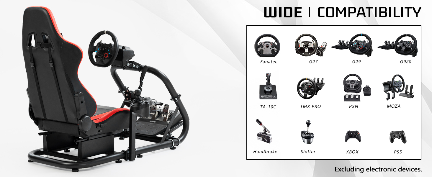 Dardoo G29 Racing Simulator Cockpit: сумісний з Logitech G920/G923, Thrustmaster T300RS, Fanatec. Міцний каркас з металу для PC, Xbox. Без керма, педалей та ручного гальма.