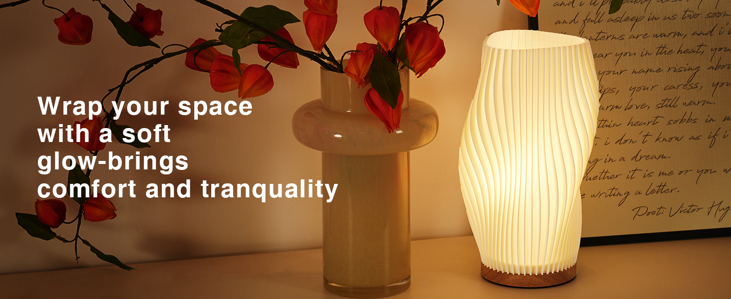 Стійлова лампа Dawnwake для спальні та вітальні, LED-декор з дерев'яною основою