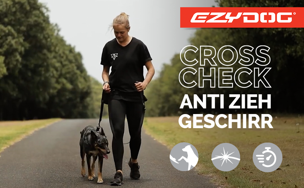 EzyDog анти-натяг шлейка для собак Crosscheck, регульована, відбивна, для малих, середніх і великих порід, XS, червона
