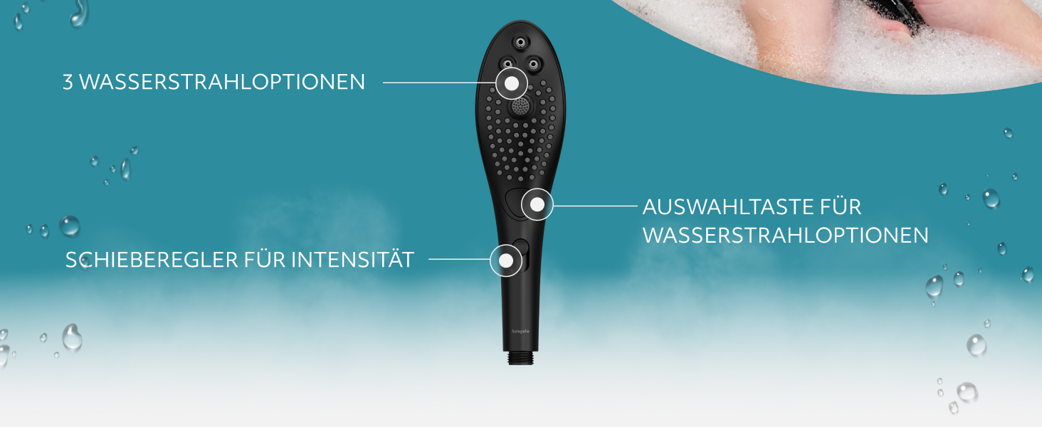 Душова насадка Womanizer Wave 2-в-1 для інтимної стимуляції, 3 режими водяного струменя, багатофункціональний масажер, білий (чорний)