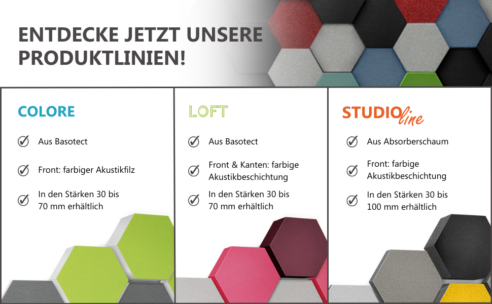 Акустичні панелі platino24 Edition LOFT 3D, набір 8 елементів Ø 300мм для звукоізоляції стін та стелі, звукопоглинаючі плити Basotect (30-70мм) у кольорах Platinum, Anthracite, Denim