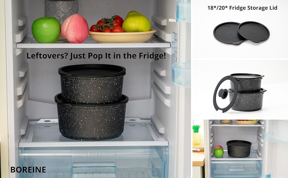 Набір посуду BOREINE 14 предметів з антипригарним гранітним покриттям (індукція, склокераміка, газ, духовка) коричневий