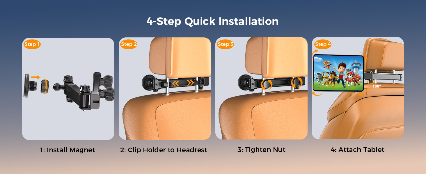 Автотримач для планшета OHLPRO: магнітний, регульований (48см), універсальний для iPad, смартфонів, Switch. З металевими кільцями