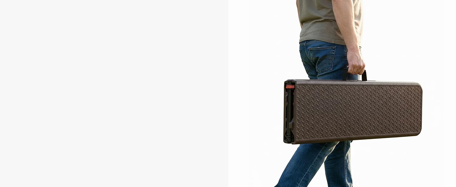 Стіл-буфет Floordirekt Buffettisch: розкладний пластиковий стіл 183x76 см з ручкою для перенесення, для саду, тераси, балкону, кемпінгу (на 6 осіб)