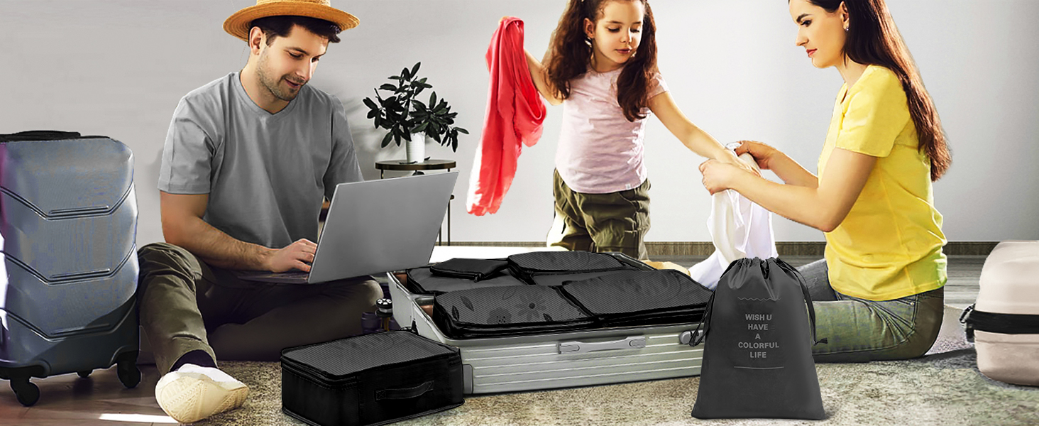 Органайзер для валізи Chijoo, набір 12 шт (чорний) – набір кубиків для пакування, аксесуари для подорожей