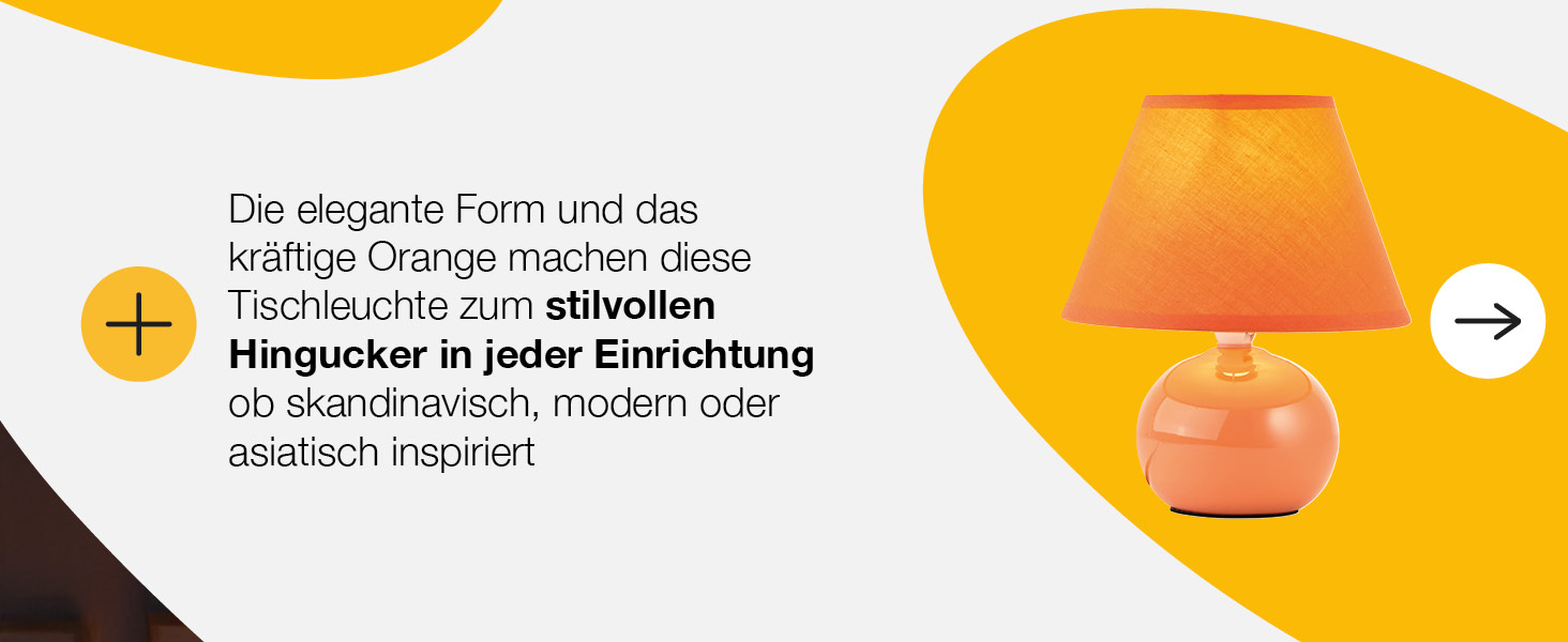 BRILLIANT Primo – стильна настільна лампа з тканинним абажуром, оранжевого кольору, для спальні, вітальні та приліжкового столика, цоколь E14