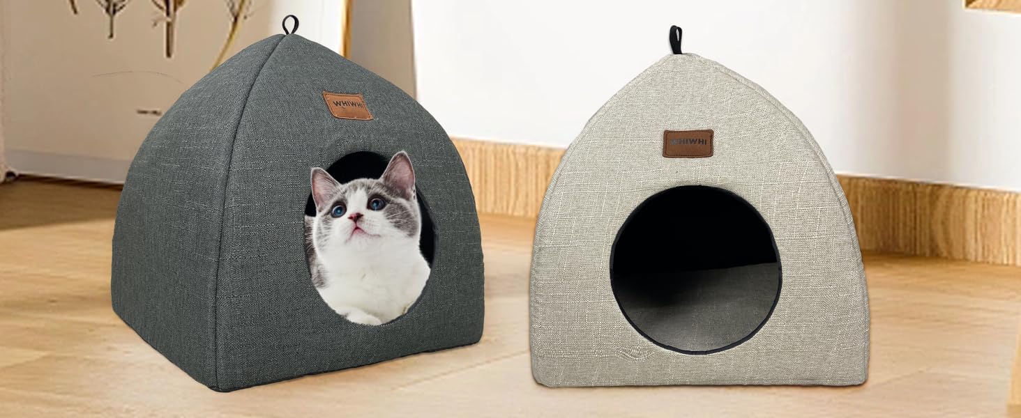 Будиночок для котів Katzenhöhle з подушкою, 40x40x35 см, сірий (M)