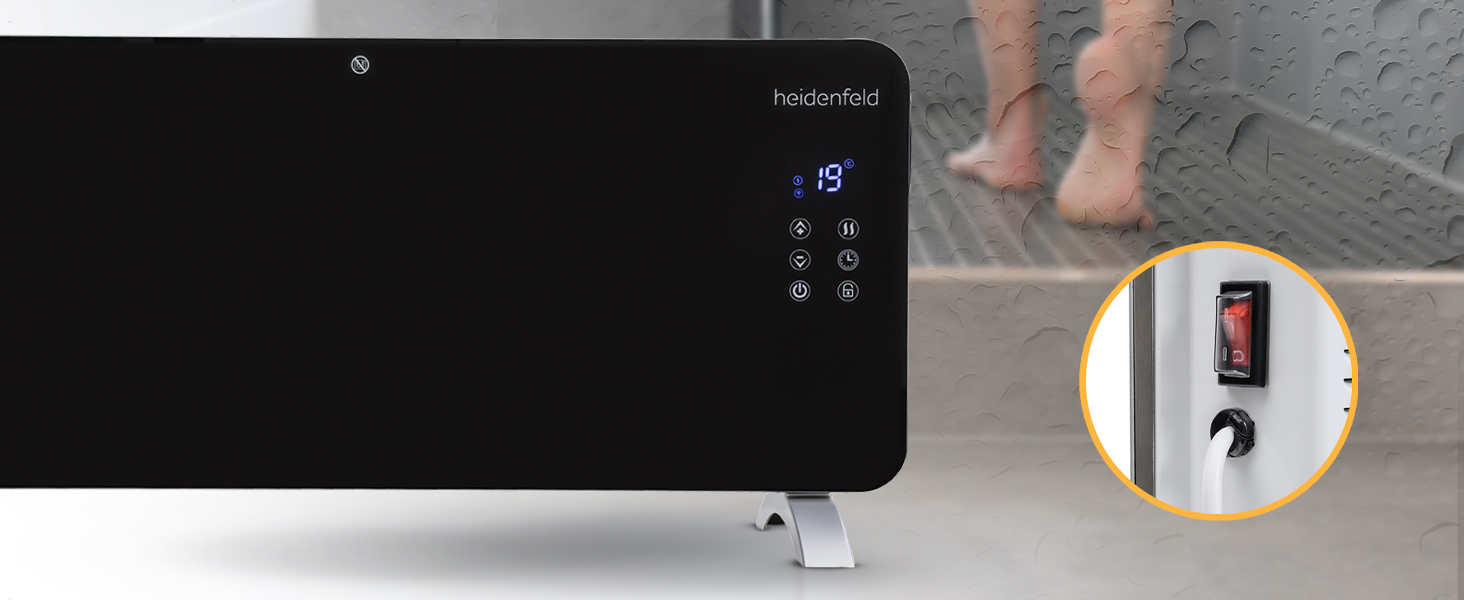 Конвектор опалення Heidenfeld GK200: скляний нагрівач 2000 Вт, гарантія 3 роки, до 40 м²