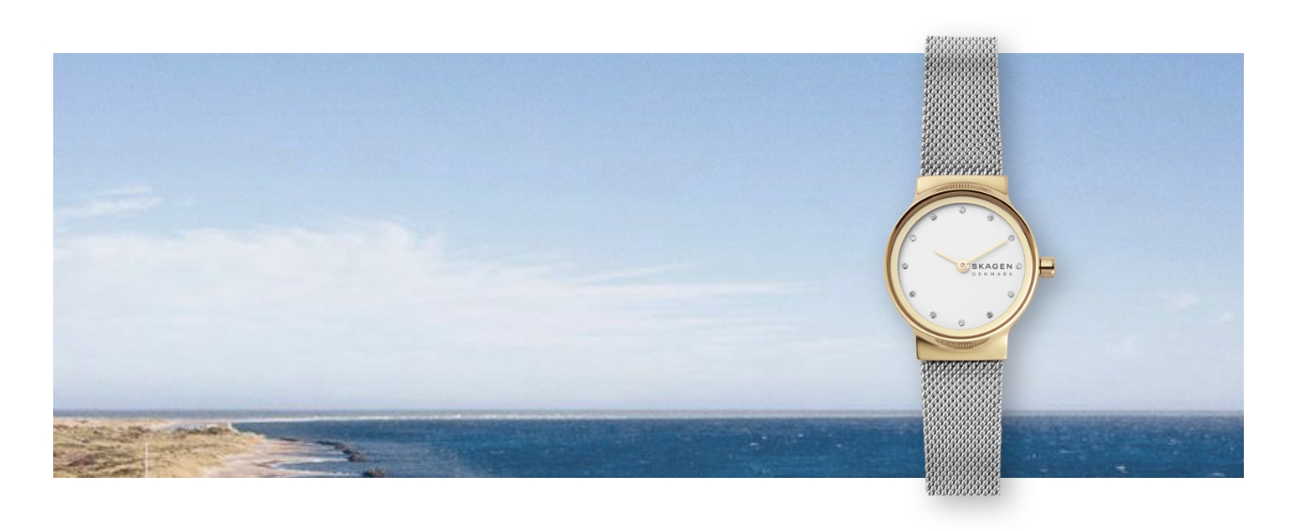 Жіночий кварцовий годинник Skagen Freja Lille 26 мм, сріблястий з золотистими елементами, сталевий або шкіряний ремінець