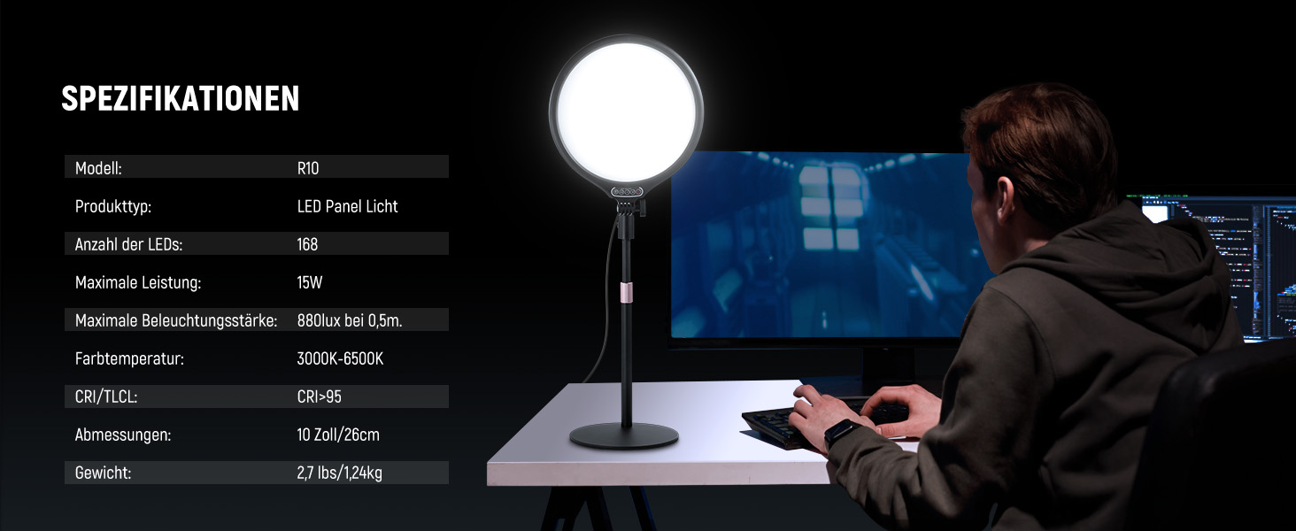 NEEWER кільцева лампа 10.5' з тримачем для телефону, штативом, таймером, 15W, диммування, LED, для iPhone, зйомка, стрімінг, ноутбук, веб-камера, відеоконференції, USB, R10