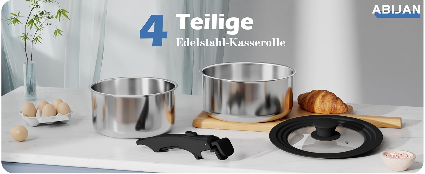 Сковорода з нержавіючої сталі Edelstahl 30 см з кришкою, індукційна, 18/10, для всіх типів плит, до 250°C, швидке нагрівання