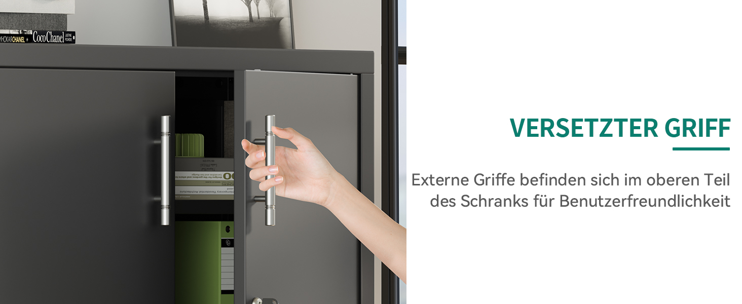 Металевий офісний шафа YITAHOME з замком, 2 регульовані полиці, вентиляційні отвори, для офісу, гаража, школи, чорний, 80x40x90 см
