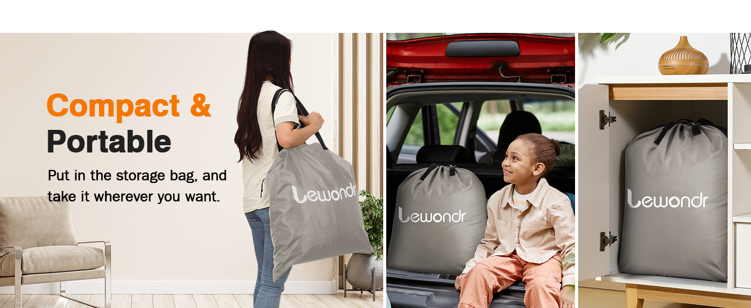 Надувне ліжко Lewondr на 2 особи з вбудованим насосом, комфортна повітряна матрац, самонадувна ліжко для кемпінгу, дому, гостей, подорожей (300 кг MAX), (203x152x33 см, Хакі)