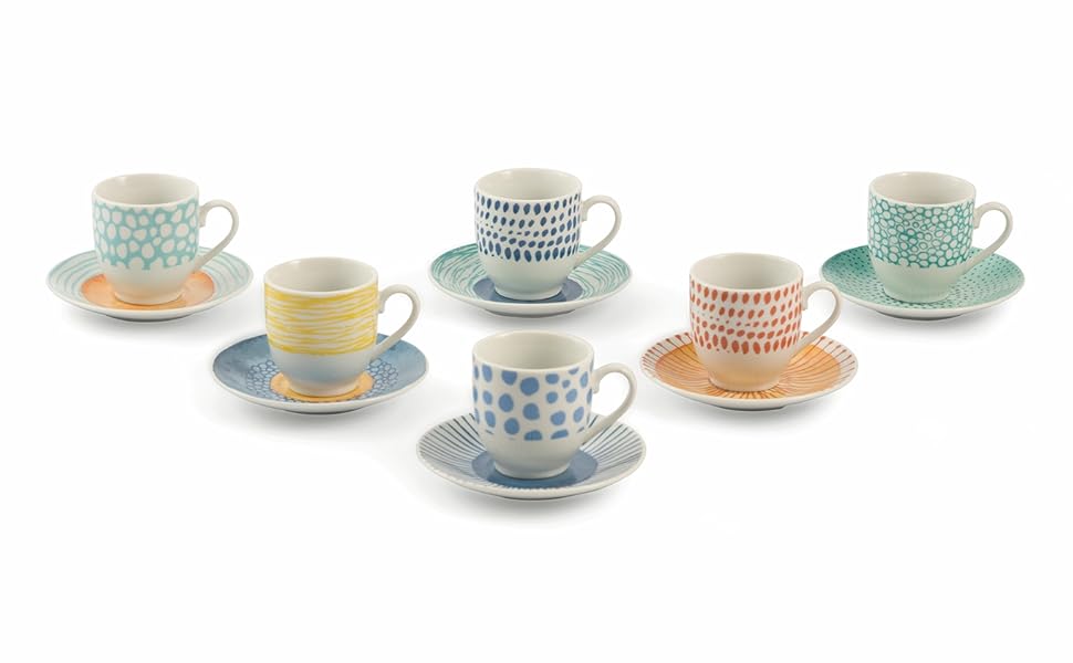 Villa d'Este Home Tivoli, Marea Espresso cups with saucer, set of 6