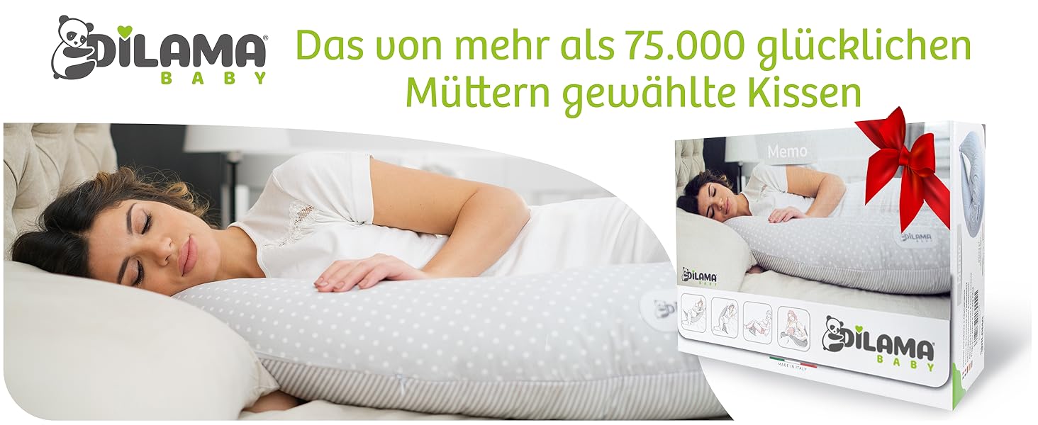 Подушка для вагітних Dilamababy з піною з пам'яті, Floken та волокнами - подушка для годування XXL - подушка для вагітних - багатофункціональна подушка для бокового положення зі 100% бавовняним чохлом для вагітних