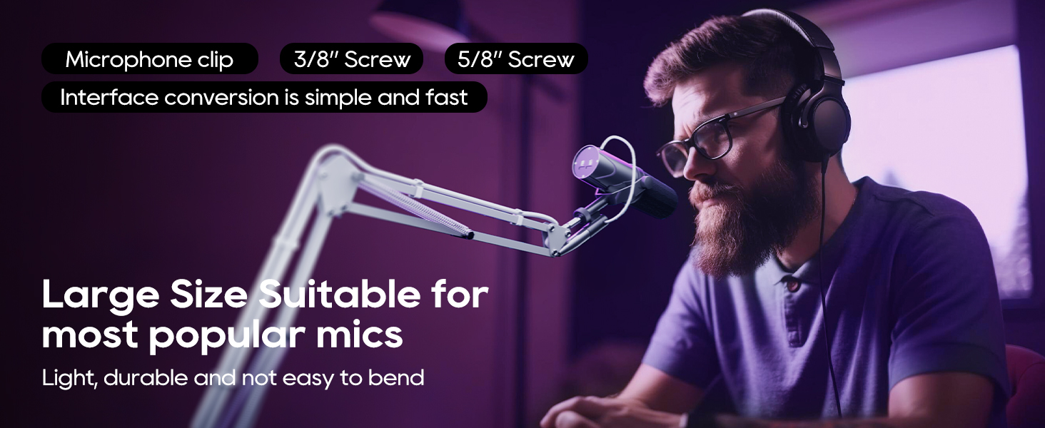 Кріплення для мікрофона на настільний стіл, 40 см, для HyperX QuadCast, Blue Yeti, 360° оберт, з адаптером 3/8' - 5/8'