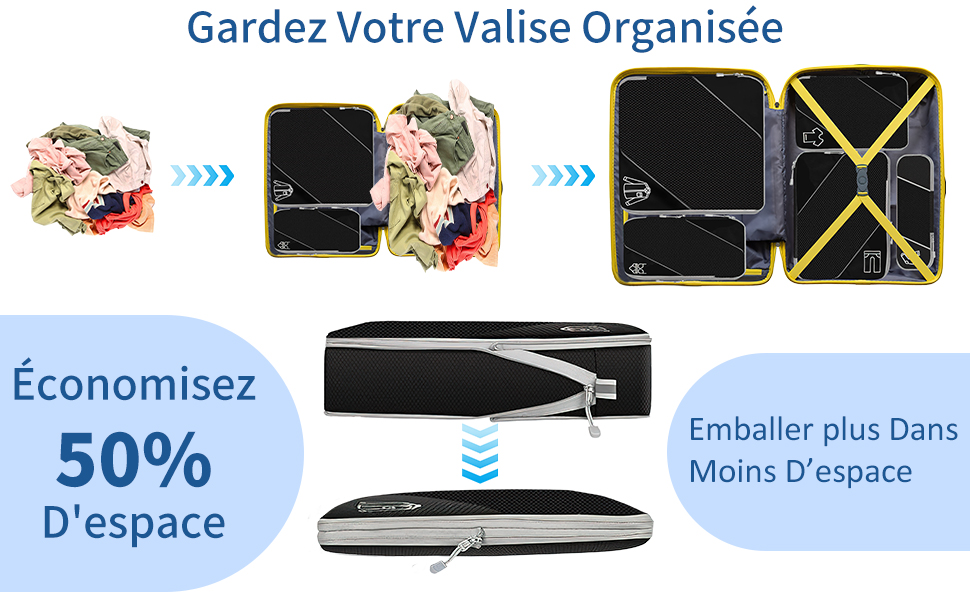 Органайзер для валізи, набір 6 шт. (Compression Packing Cubes), чорний