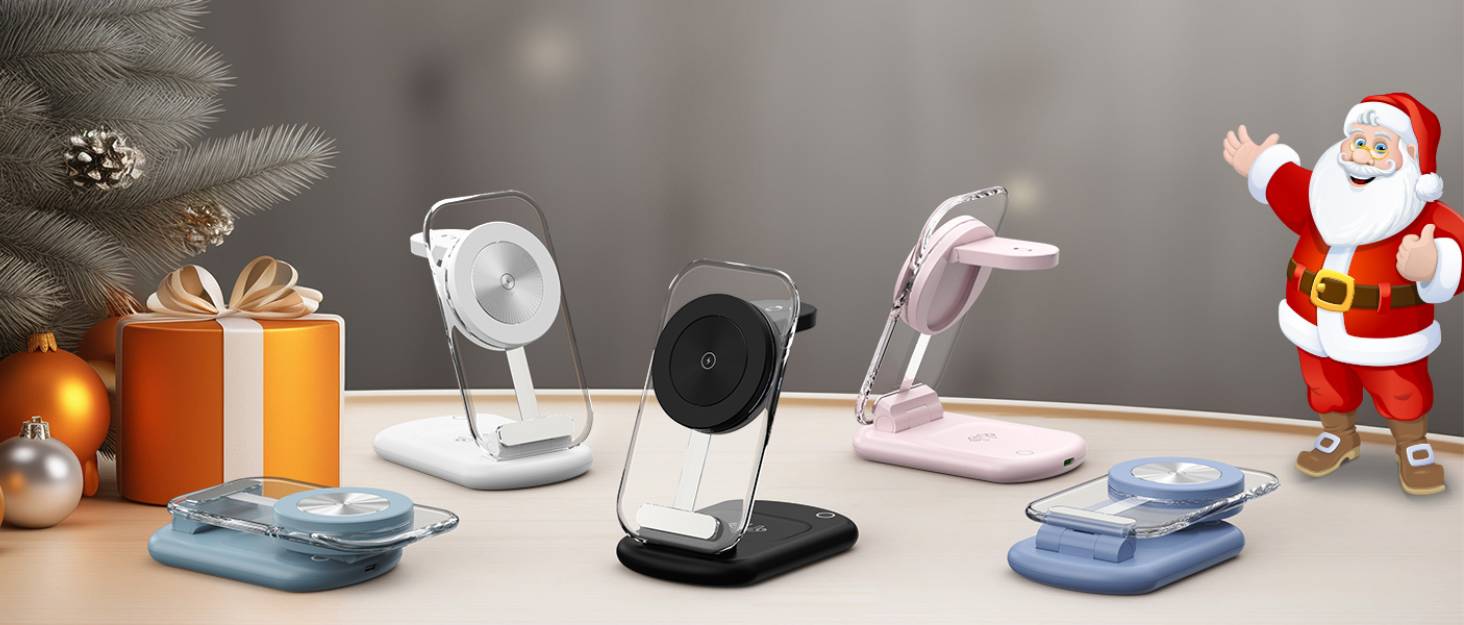 Зарядний пристрій MagSafe 3-в-1 для iPhone 17/16/15/14/13/12 Pro Max/Air/Plus/Pro та Apple Watch 10/9, AirPods 3/2/Pro, чорний