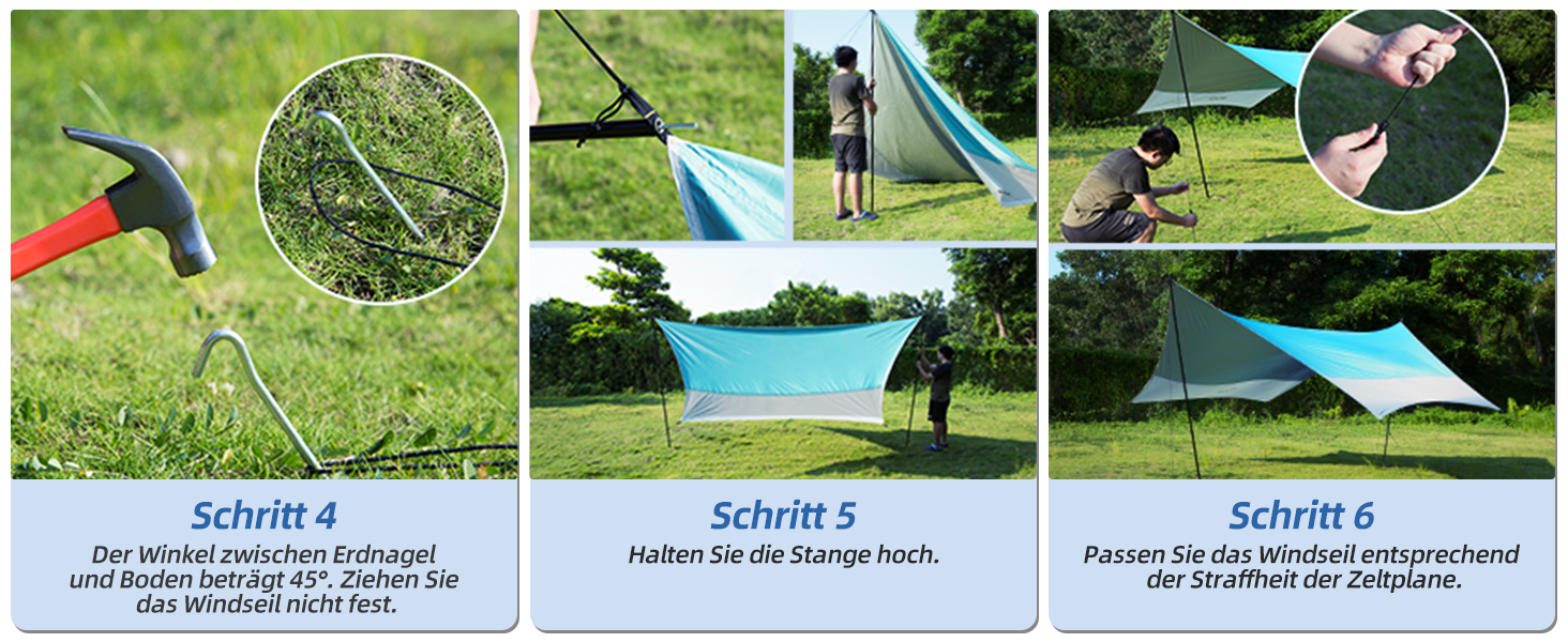 Тент Forceatt Zeltplane 3.7x4.3 м: ультралегкий, водонепроникний, з 6 кріпильними точками. Підходить для кемпінгу, піших прогулянок та відпочинку на природі. Колір: темно-синій & сірий.