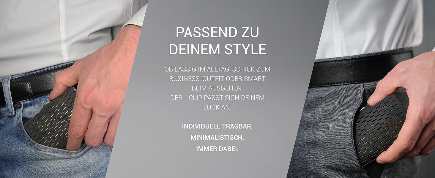 Міні-гаманець I-CLIP з кліпсою для грошей - Slim гаманець з натуральної шкіри - чорний, з карбоновим дизайном