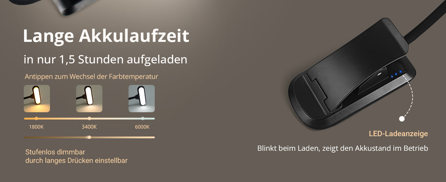 LED лампа для читання Nixtrve з кріпленням на книгу, USB-C, регулювання яскравості, 3 режими температури кольору, гнучка на 360°, для дорослих та дітей