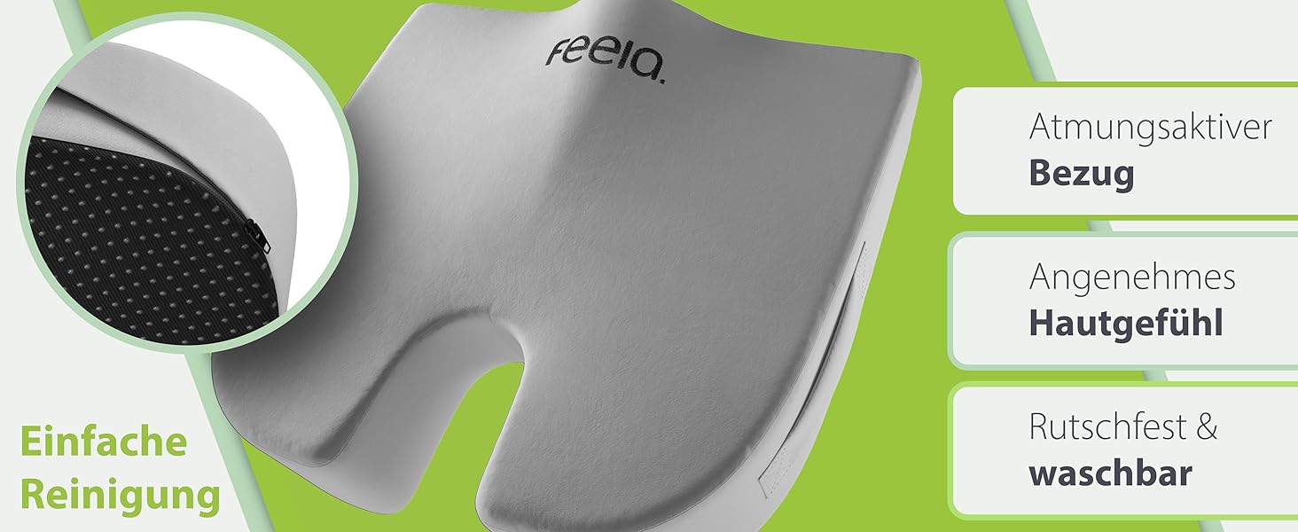 Подушка клиноподібна ортопедична Feela® з ефектом пам'яті для корекції постави та підтримки при ішіасі (Medium, 60-80 кг, Срібляста)
