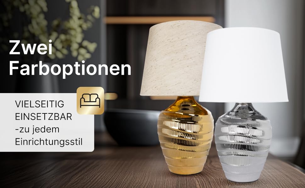 ARTE LAMP Poppy LED лампа настільна з кабелем – Хром/Біла настільна лампа з абажуром з білого текстилю для вітальні та спальні (Хром)