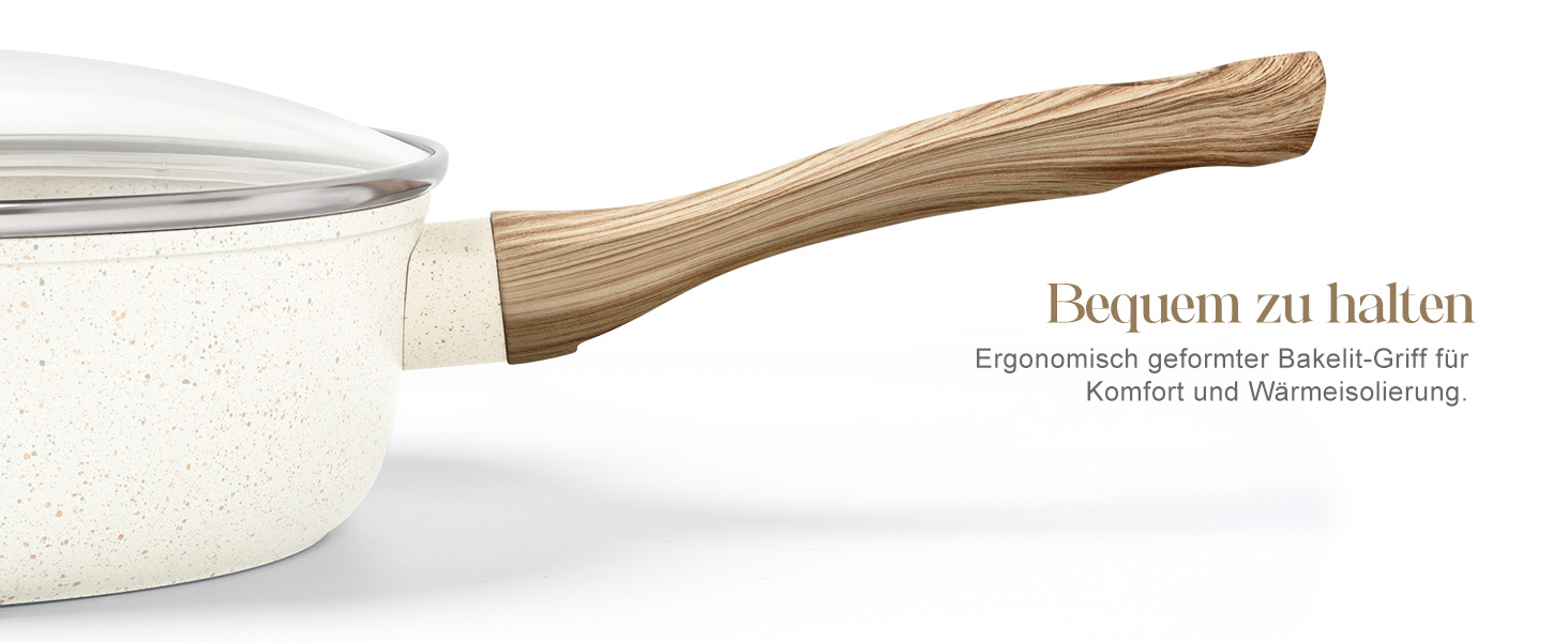 Сковорода з антипригарним покриттям Michelangelo з кришкою 28 см, глибока сковорода з кришкою, сковорода для тушкування 28 см, індукційна сковорода з антипригарним покриттям з м'якою бакелітовою ручкою, підходить для індукційних плит, чорна