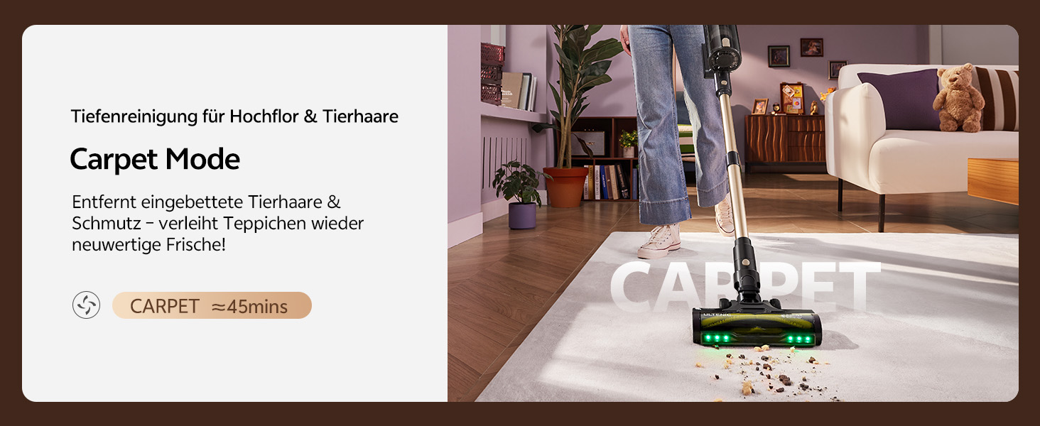 Бездротовий пилосос Ultenic з акумулятором, 600W, 55000Pa, 65 хвилин роботи, GreenEye технологія, телескопічна труба, самостійна парковка, 6-шарова фільтрація, щітка Anti-Tangle, для шерсті тварин/килимів/твердих підлог