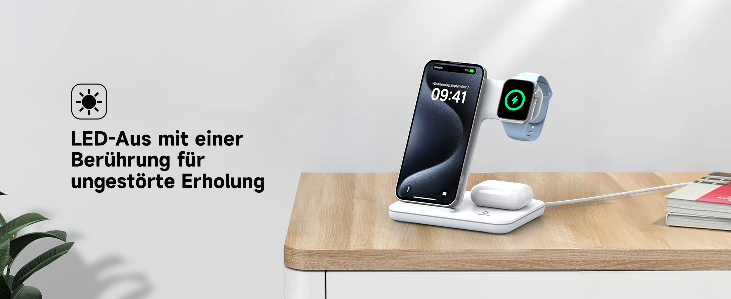 Бездротова зарядка 3-в-1 для Apple iPhone, Apple Watch та AirPods (біла)