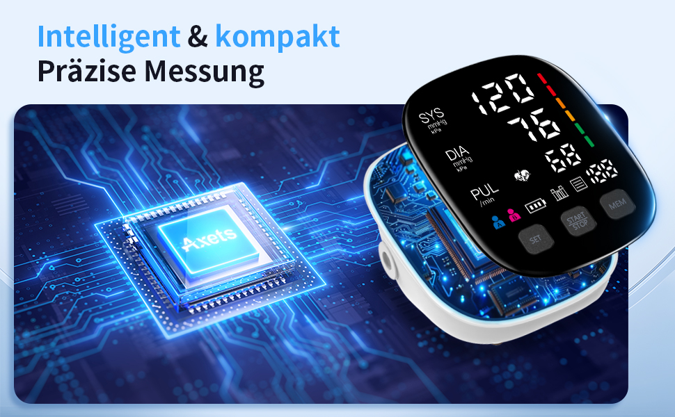 Тонометр на плече з великим LED-дисплеєм, визначення аритмії, вимірювання пульсу та індикатор ризику, 2×199 місця пам'яті, USB-порт, манжета 22-42 см